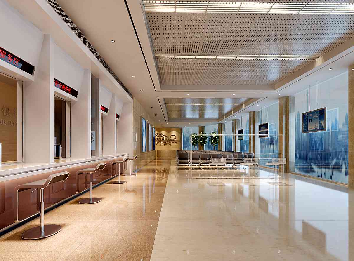 遠離鬧市的銀行營業廳休息椅的裝修設計