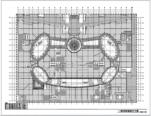 商場深化設計施工圖一層頂面造型尺寸圖