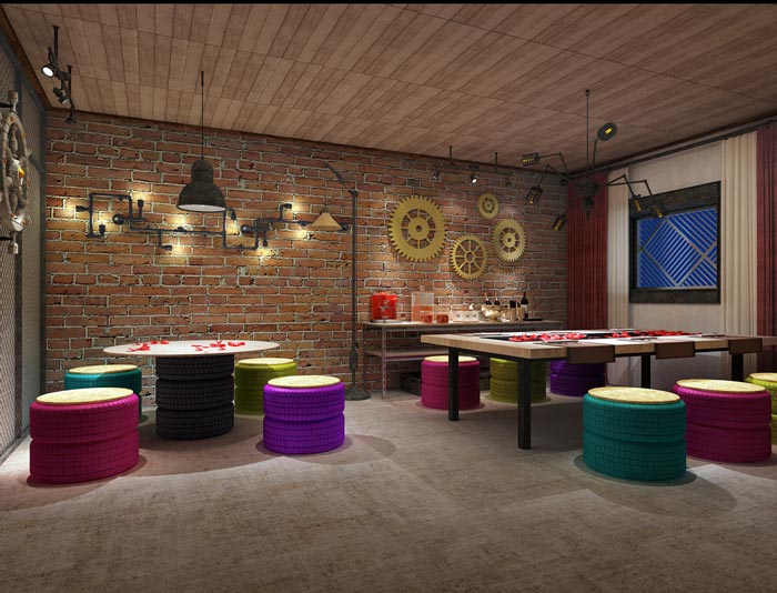 工業主題餐廳工作室裝修設計效果圖