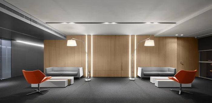 企業總部辦公樓二樓接待區裝修設計效果圖