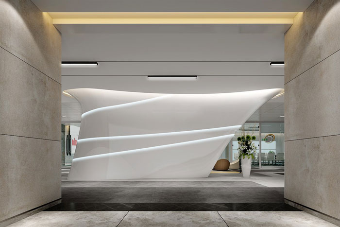 辦公室總部前臺裝修設(shè)計效果圖