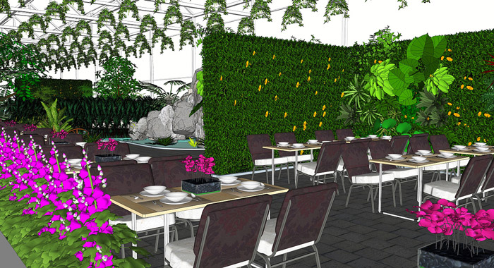 生態餐廳餐區效果圖